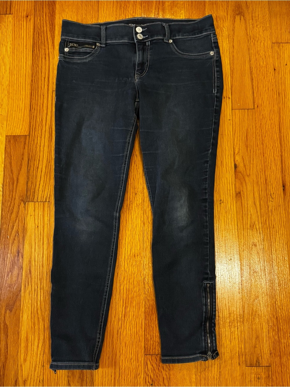 Express Stella Extreme Stretch Low Rise Skinny Ankle Zip Jeans Dark Wash 10R
